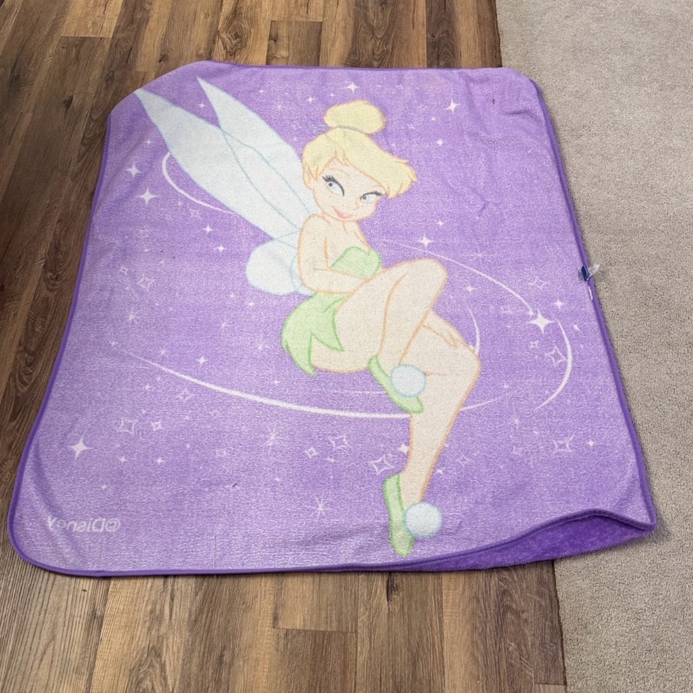 Rare vintage Disney Tinkerbell Blanket Throw Purple - Picture 2 of 4